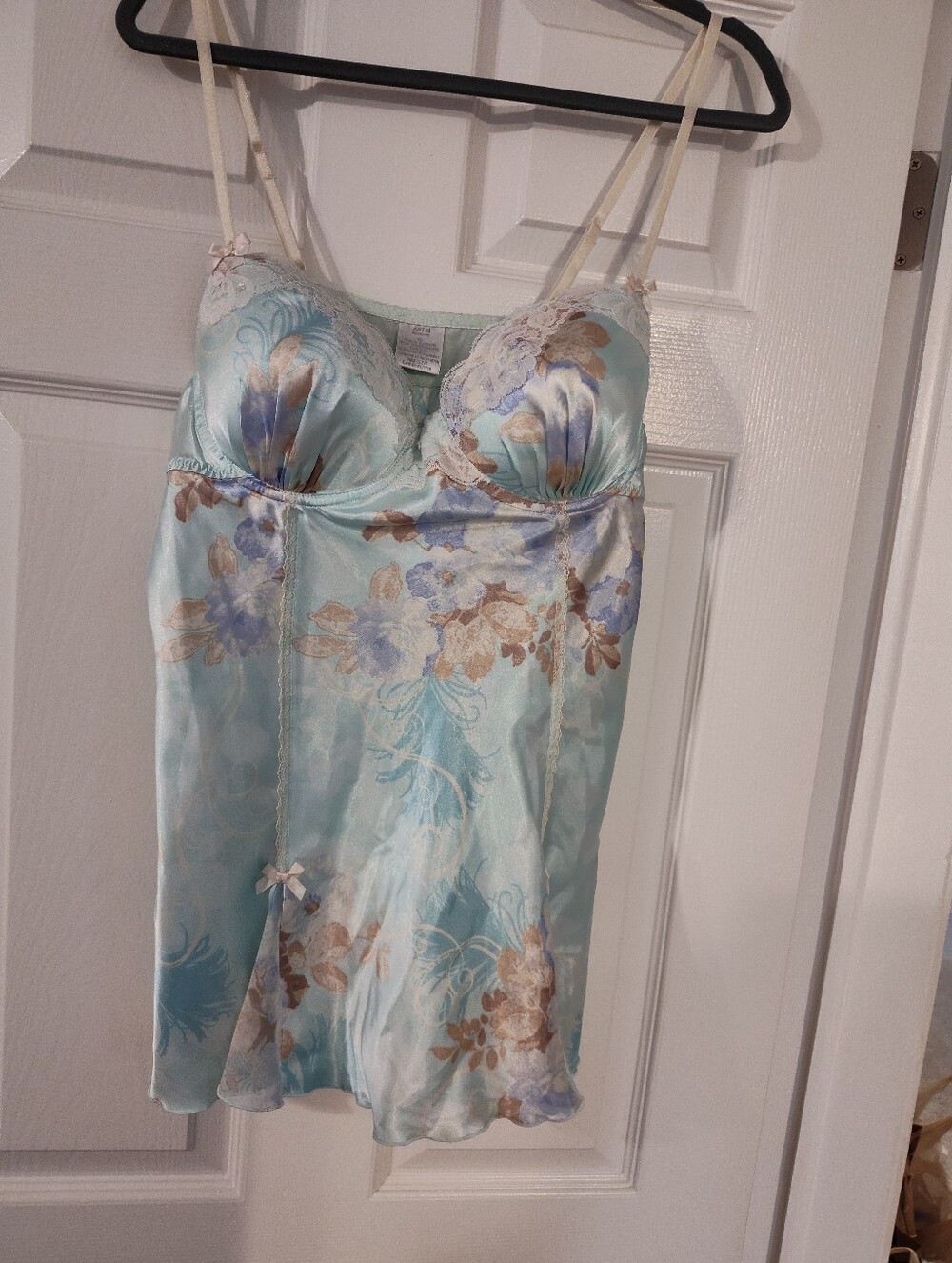 Floral Lace Chemise Nightdress in Mint Blue